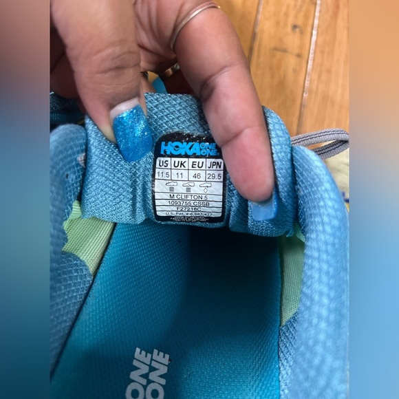 Hoka One One Clifton 5 Running/Walking Shoes Sneaker Men’s Sz 11.5 Blue Neon - Picture 5 of 6